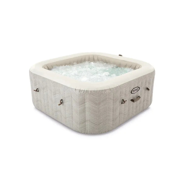 4-person 140 Jet Vinyl Square Inflatable Hot Tub in Off White