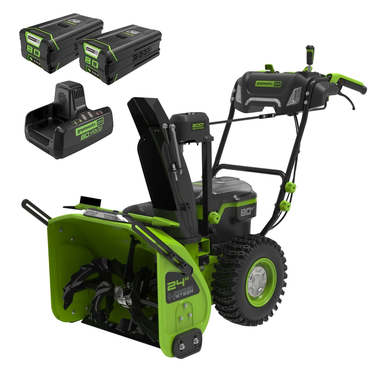 80V 24″ Cordless Battery Two-Stage Snow Blower w/ Two (2) 5.0 Ah Batteries & Dual-Port Rapid Charger