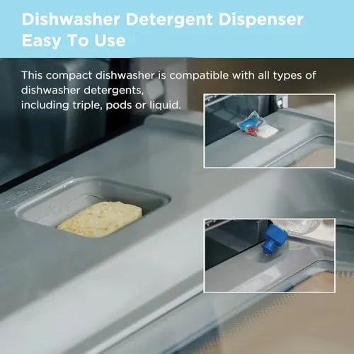 COMFEE' Compact Table Top Dishwasher, 6+3 Programmes, Steam Wash