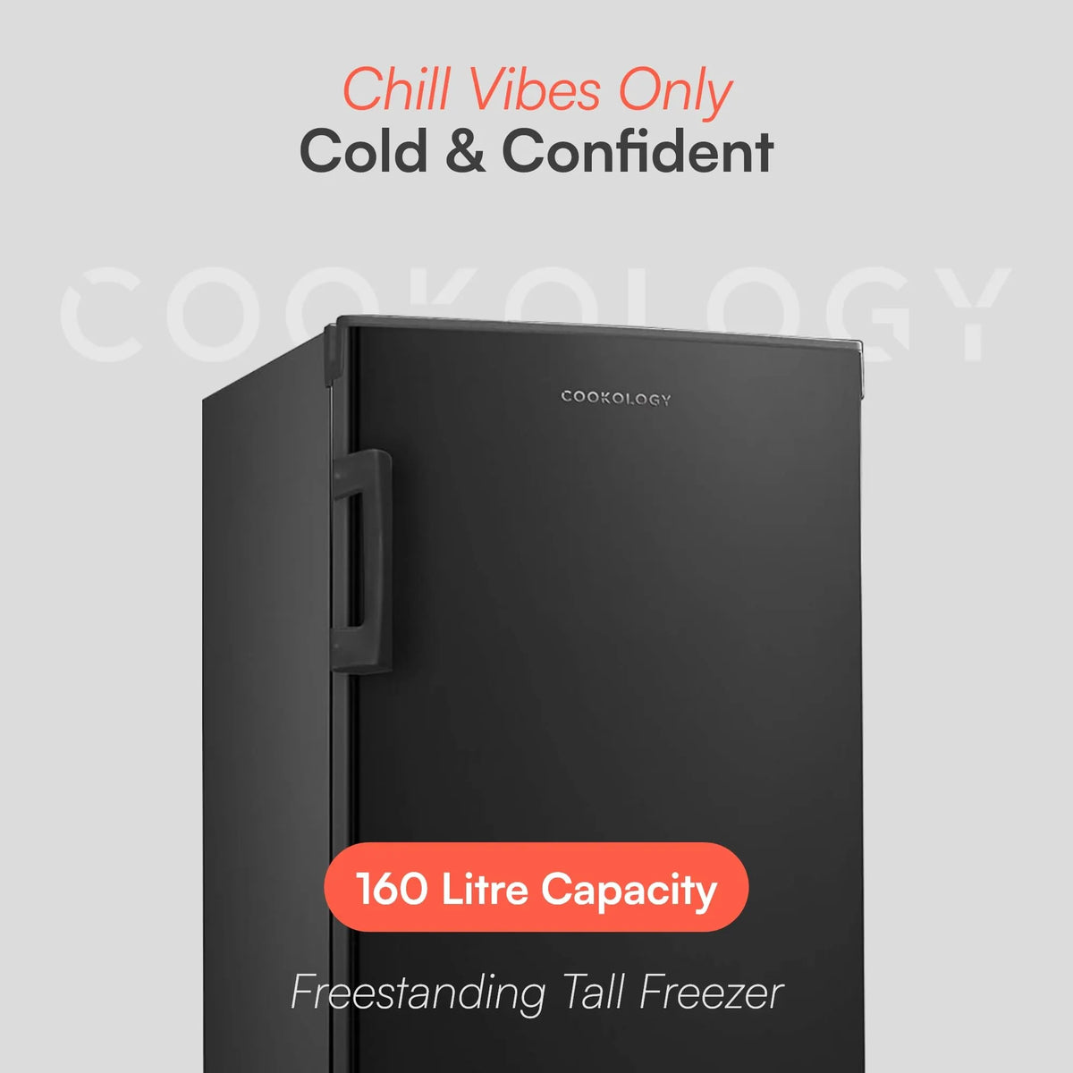 Cookology Tall Freestanding Upright Freezer, 160L, Black