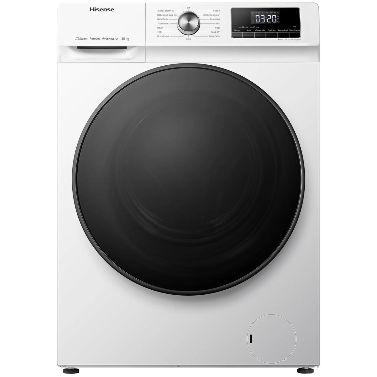 Front Load Washing Machine 10kg 1400rpm Inverter Steam White Energy Class A