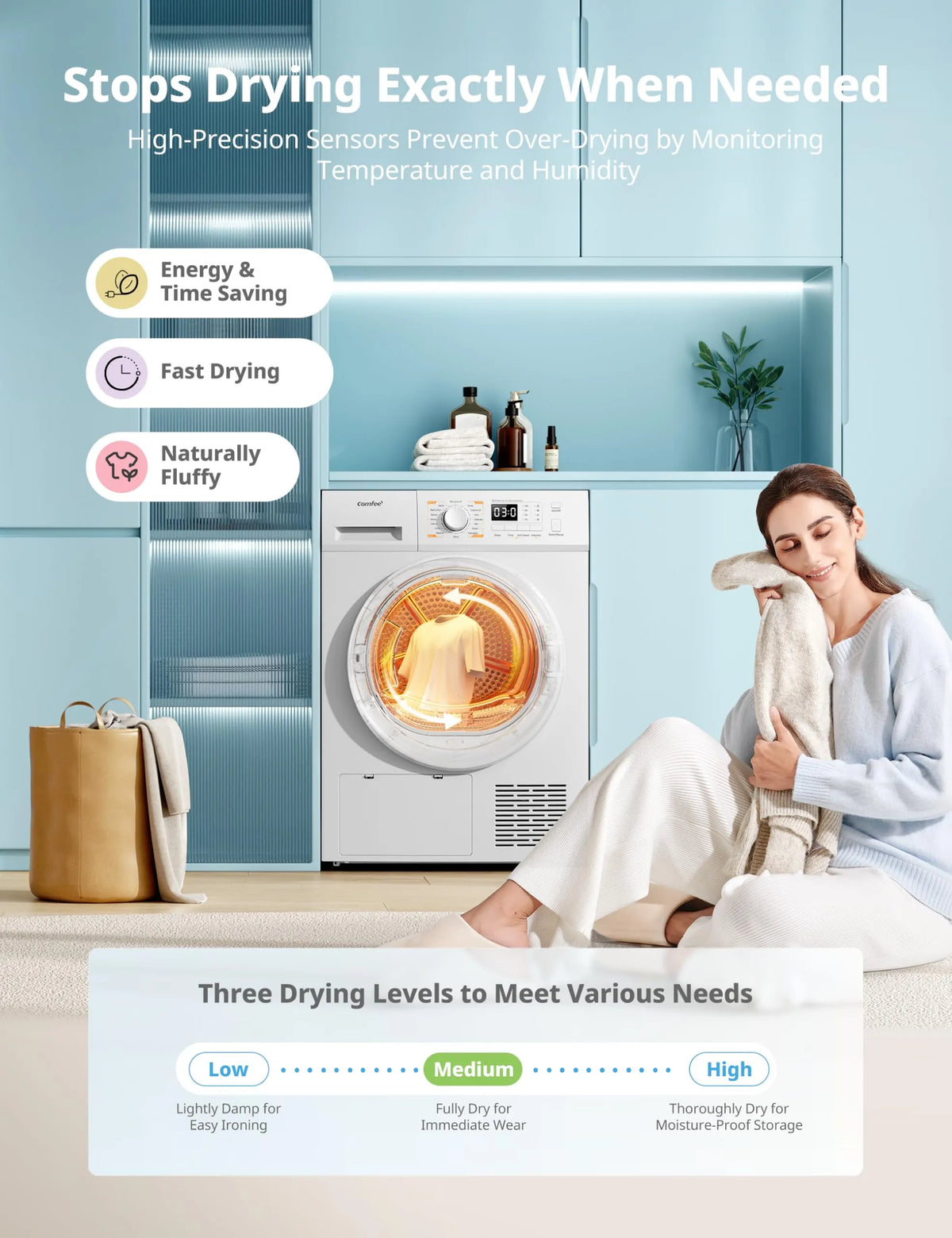COMFEE' Heat Pump Tumble Dryer 8kg 16 Programmes Class A+