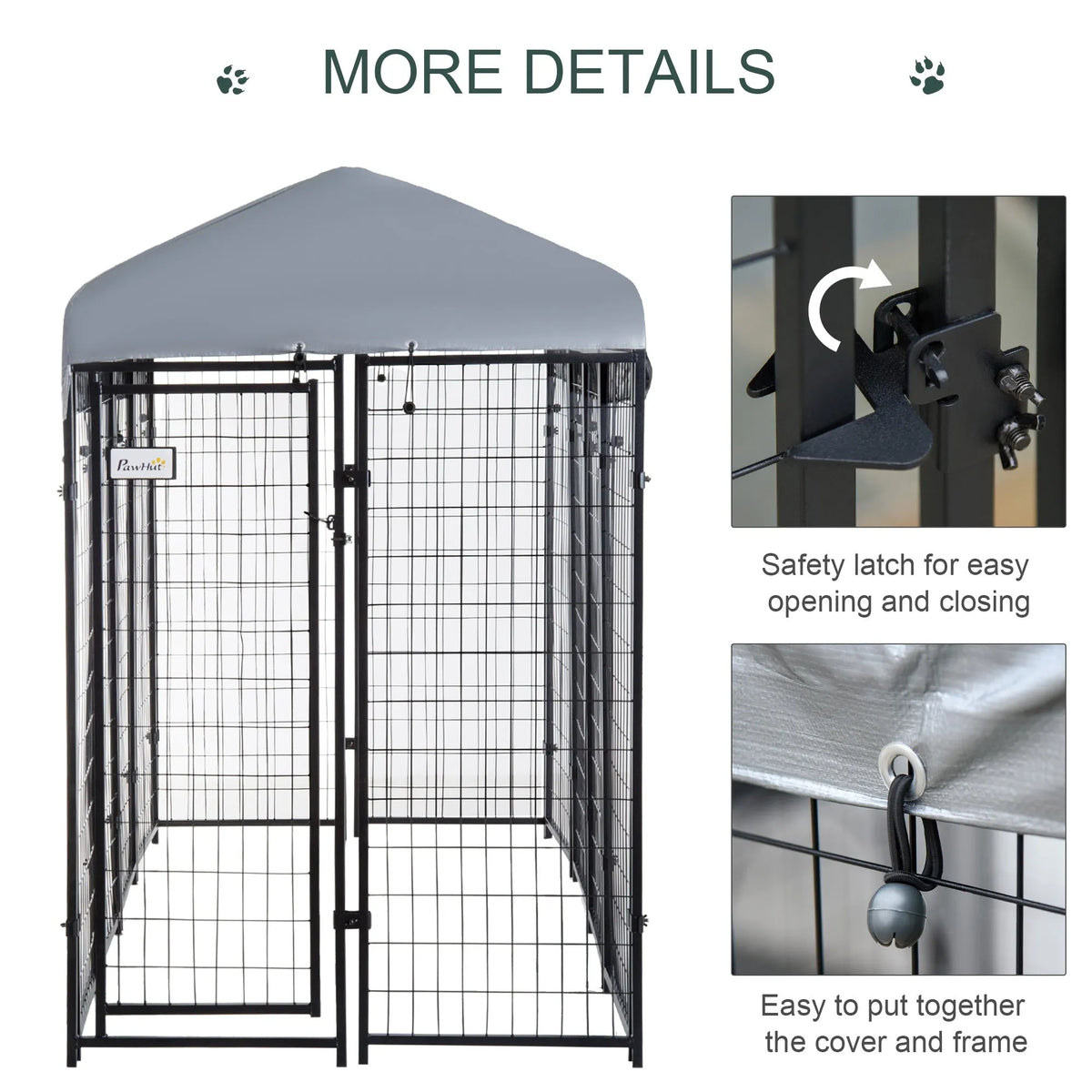 8′ x 4′ x 6′ Large Dog Kennel Outdoor Steel Fence with UV-Resistant Oxford Cloth Roof & Secure Lock