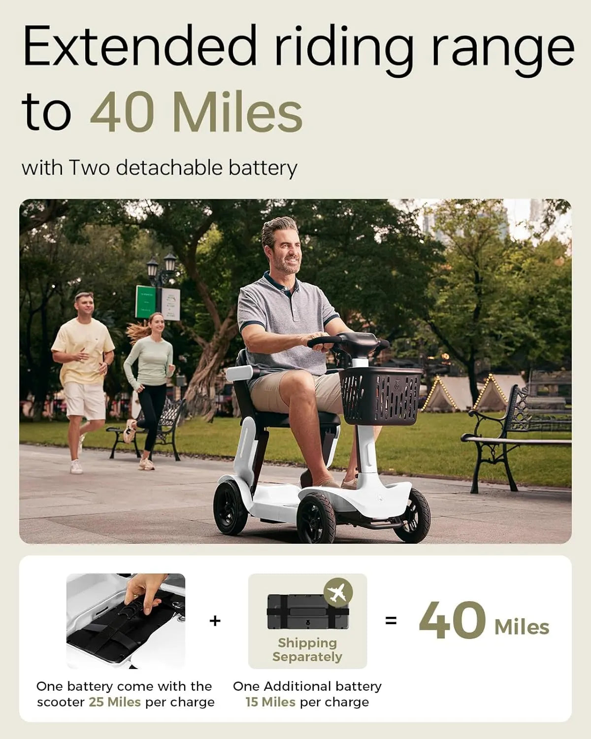 Paiseec S3 Pro Foldable 4-Wheel Mobility Scooter for Seniors, 40 Mile Range, 250W, All-Terrain