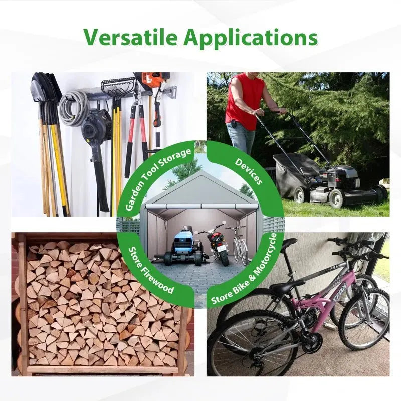 10 Ft. W X 10 Ft. D Portable Storage Shed Bike Shed Motorcycle Garage