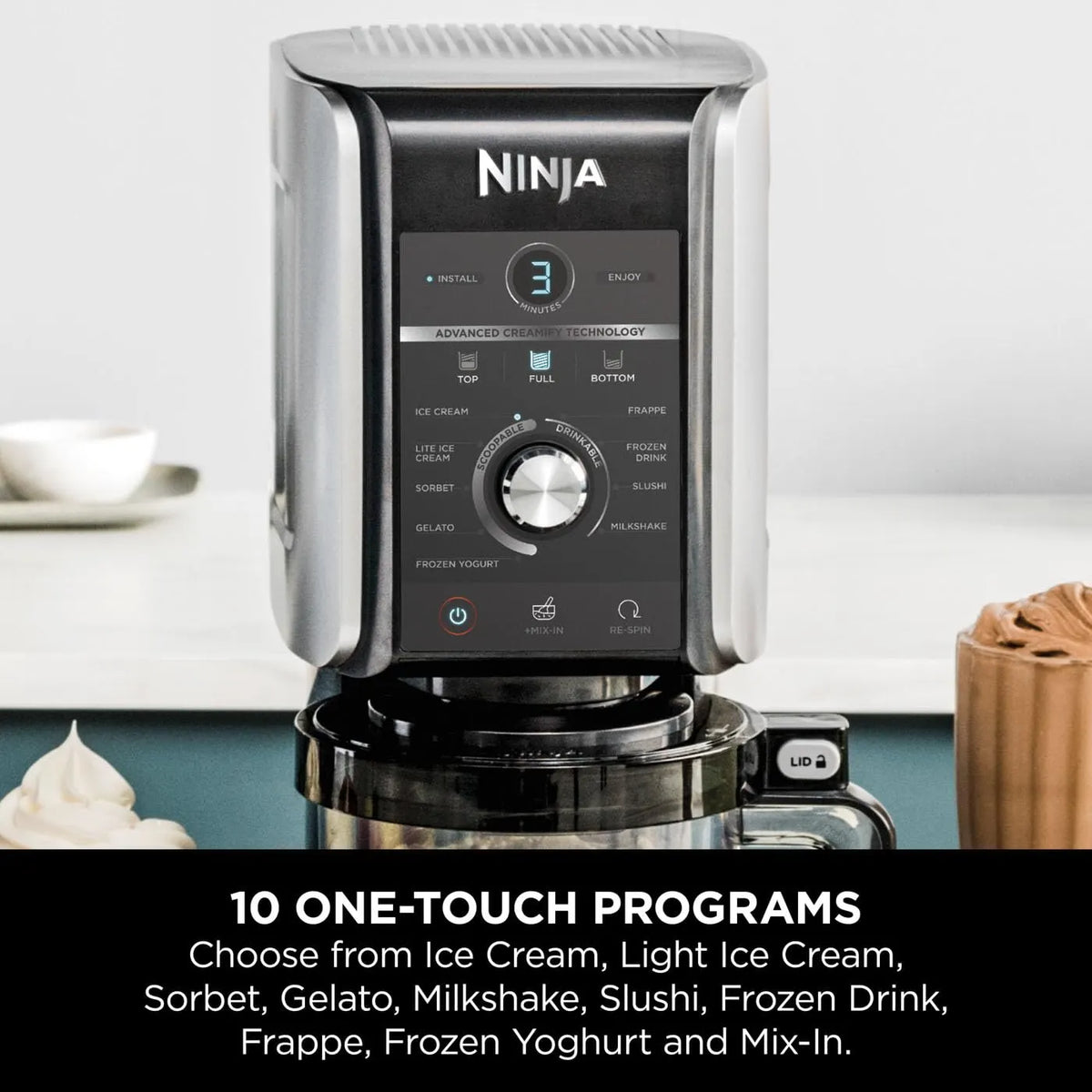 Ninja CREAMi Deluxe Ice Cream & Frozen Dessert Maker 10 Functions 3 Tubs