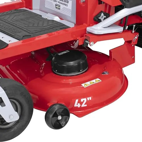 Craftsman 56V MAX* 42″ Brushless Zero-Turn Lawn Mower with 60Ah Battery, Electric Lawn Tractor with Eco Mode, Quick Lift Assist, and LED Headlights, Red/Black