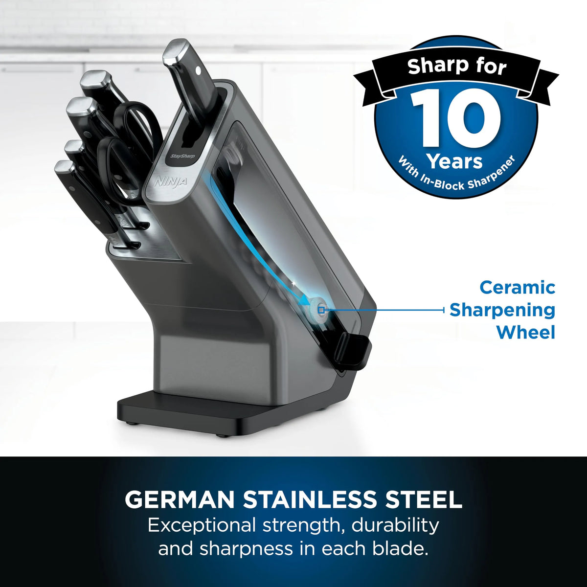 Ninja Foodi StaySharp Knife Block with Built-in Sharpener 6-Piece