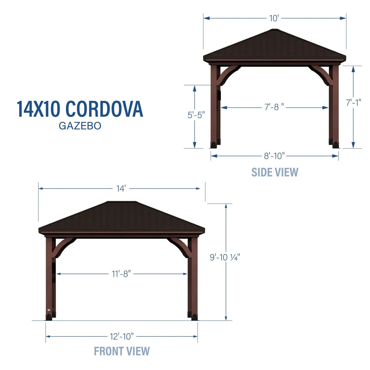 14×10 Cordova Gazebo-Dark Brown