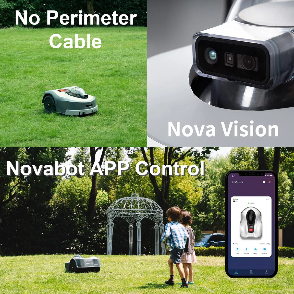 N2000 Robot Lawn Mower Perimeter Wire Free RTK+TOF+Vision Robotic Lawn Mower for 1.50 Acres Cut Height 0.8″-3.5″ Adjustable APP Control AI-Assisted Mapping Virtual Boundaries Multi-Zone