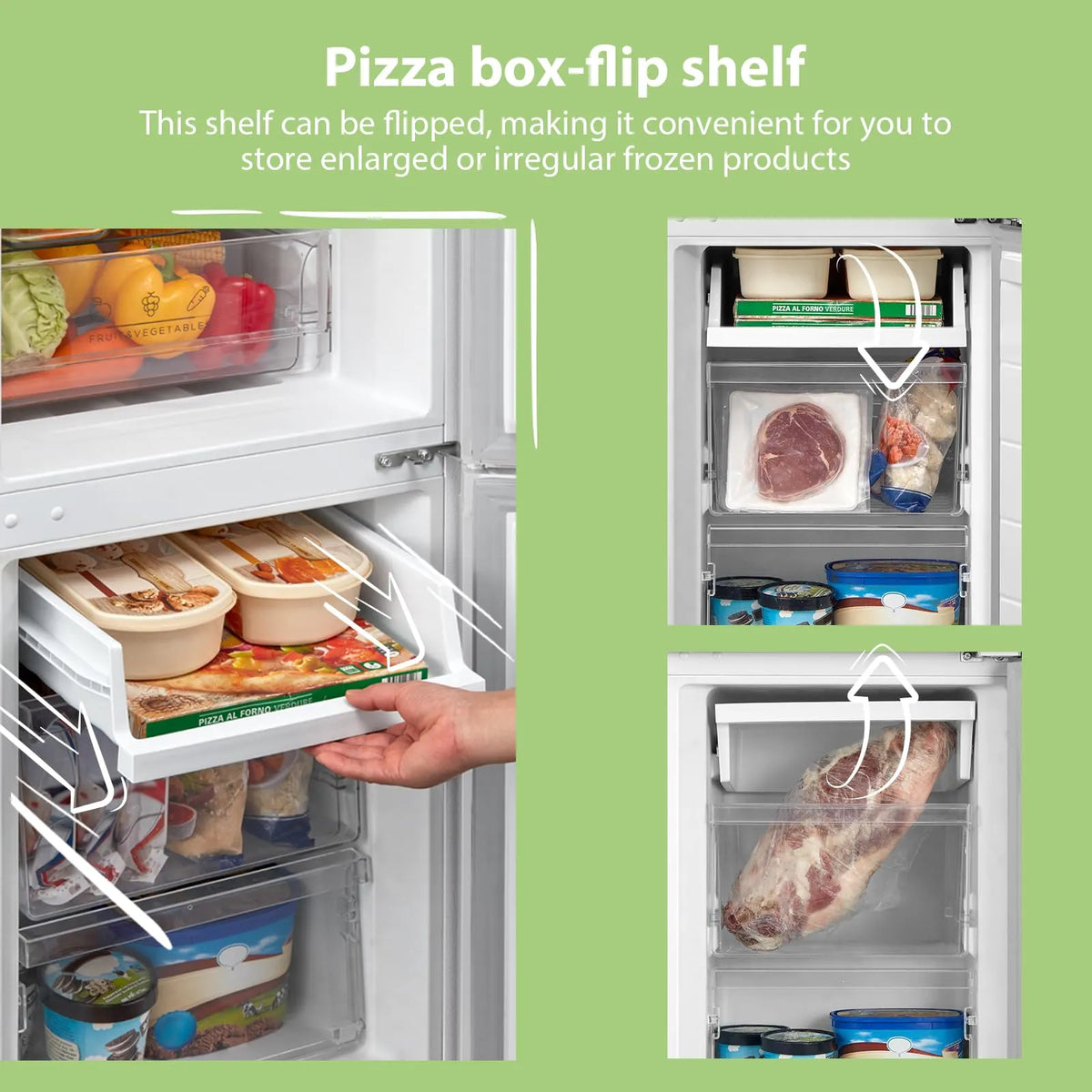 COMFEE' Fridge Freezer 174L Low Frost LED Reversible Door White