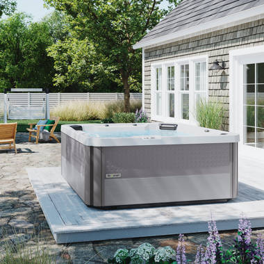 Luxuria Spas 240 Volt 7 – Person 55 – Jet Square Plug & Play Hot Tub with Ozonator and Built-In Speaker