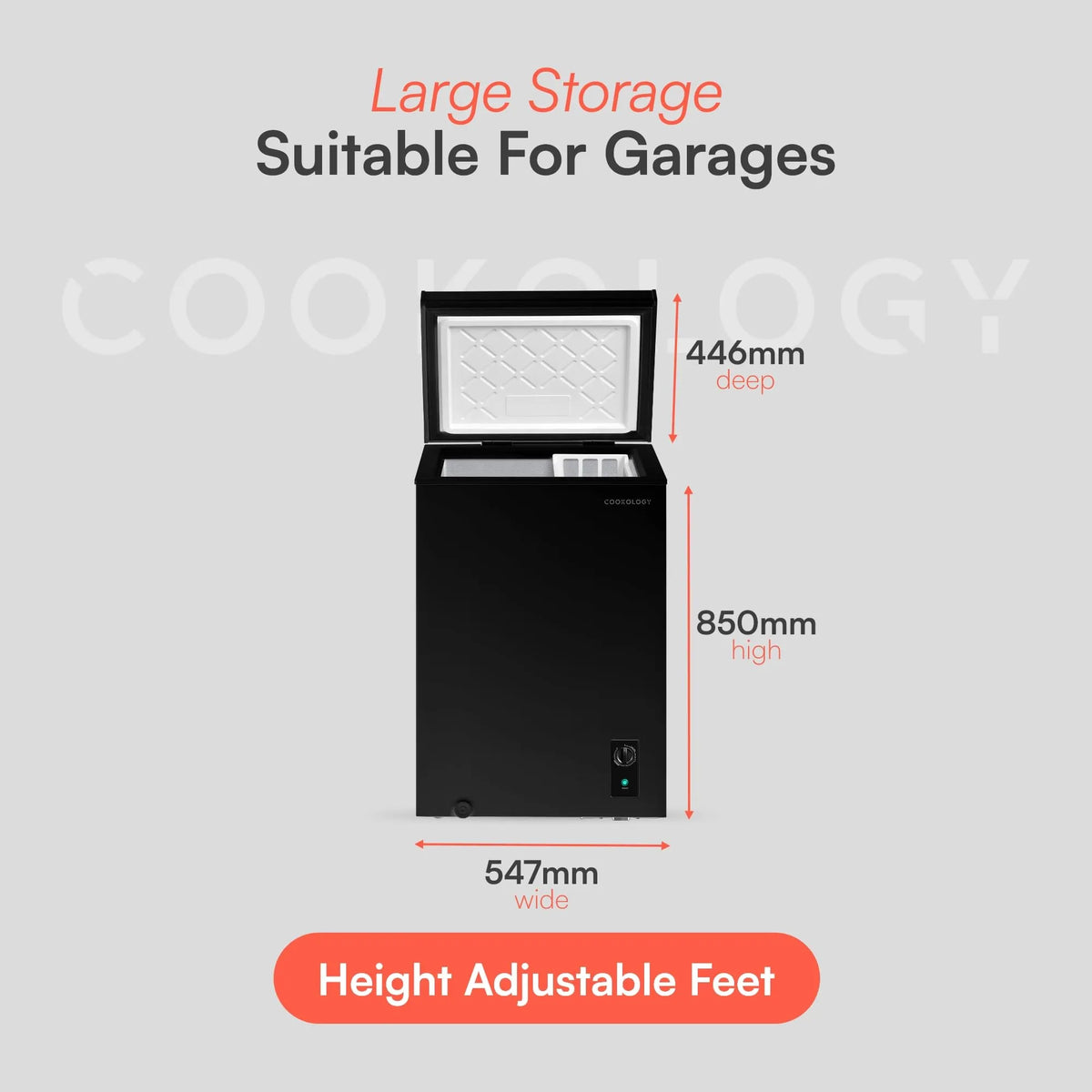 Cookology 99L Freestanding Chest Freezer, Black