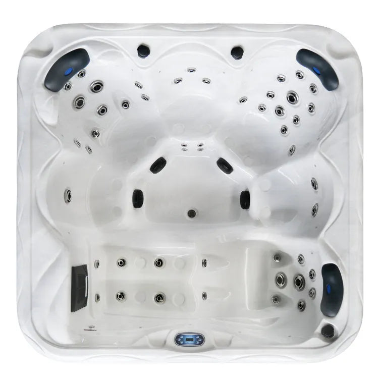 Sol 72 Outdoor™ Brophy 6 – Person 67 – Jet Acrylic Square Hot Tub with Ozonator in Dark Gray