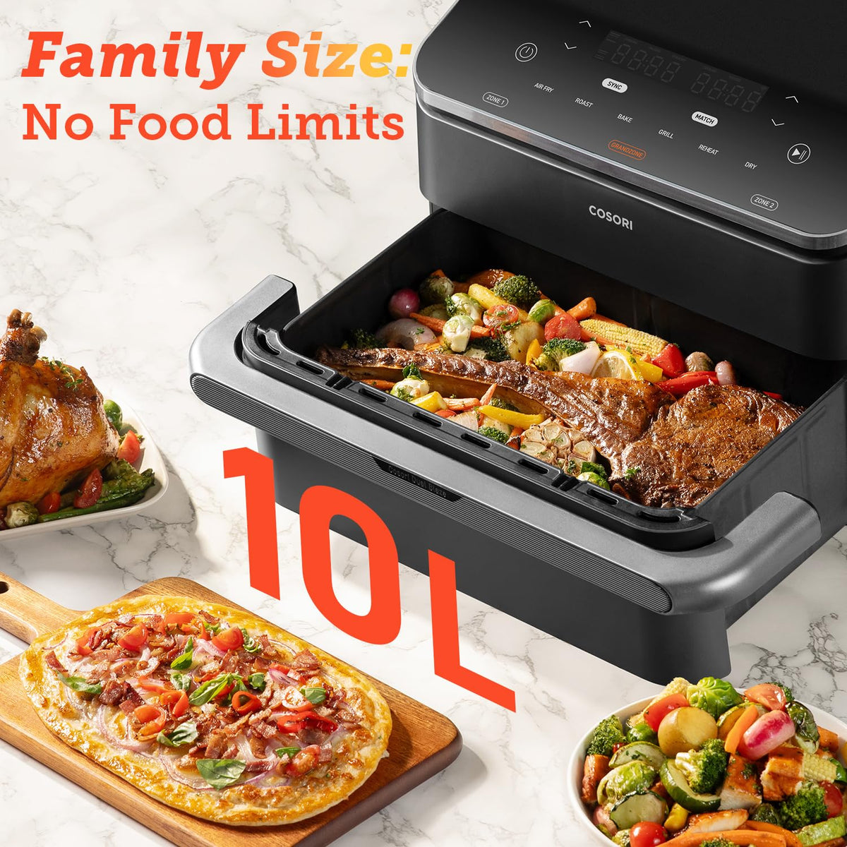 COSORI TwinFry Dual Air Fryer 10L Convertible 8-in-1