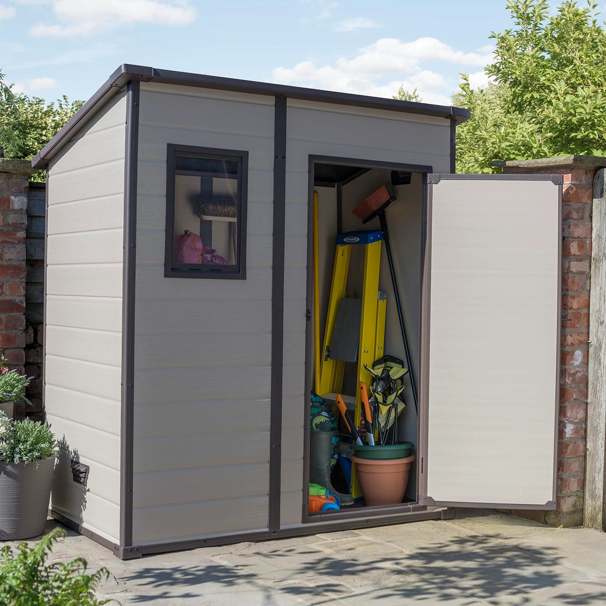 Keter Manor Single Door Garden Shed - Wood Effect Beige