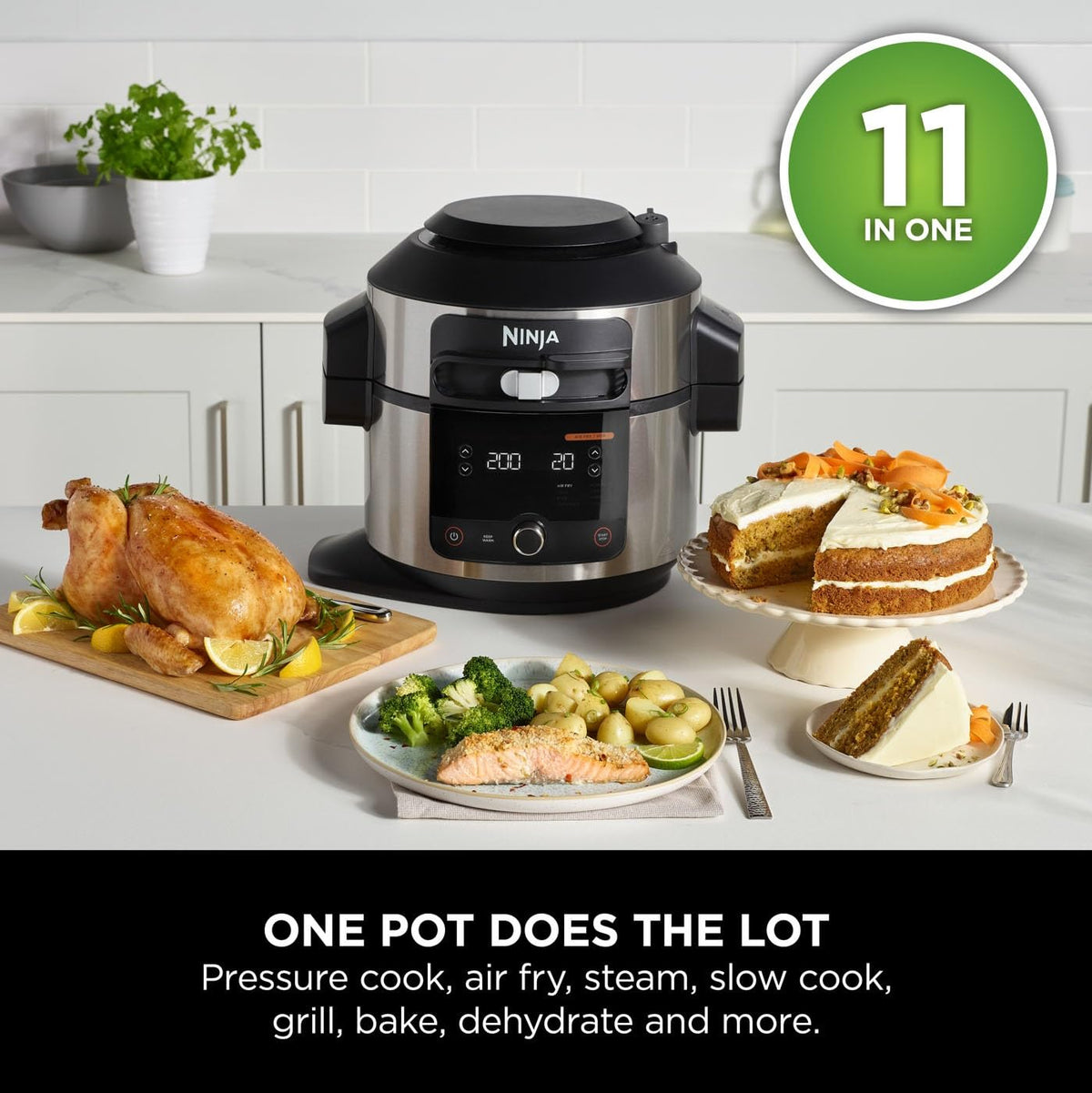 Ninja Foodi SmartLid 11-in-1 Pressure Cooker & Air Fryer Multi-Cooker 6L