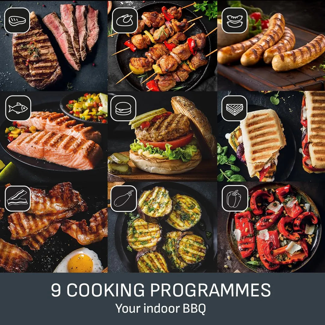 Tefal OptiGrill Plus XL Electric Grill, 9 Programs with Cooking Sensor