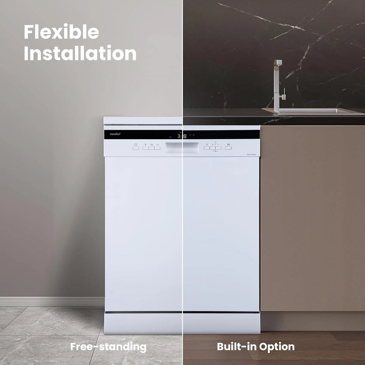 COMFEE' Dishwasher 14 Place Settings 60cm 44dB LED Display