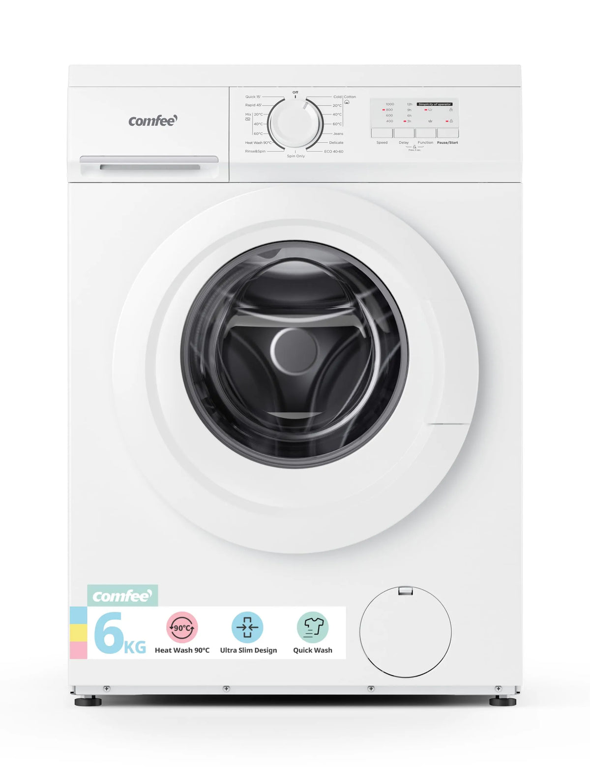 COMFEE' Front Load Washing Machine 6kg 15 Programmes White