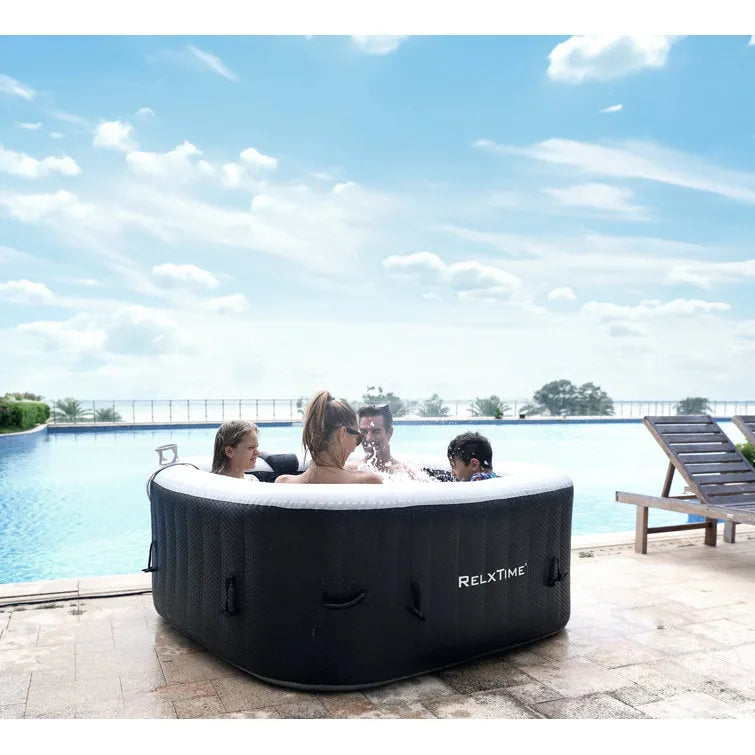 ZACHVO 120 Volt 3 – Person 120 – Jet Square Inflatable Hot Tub in Black