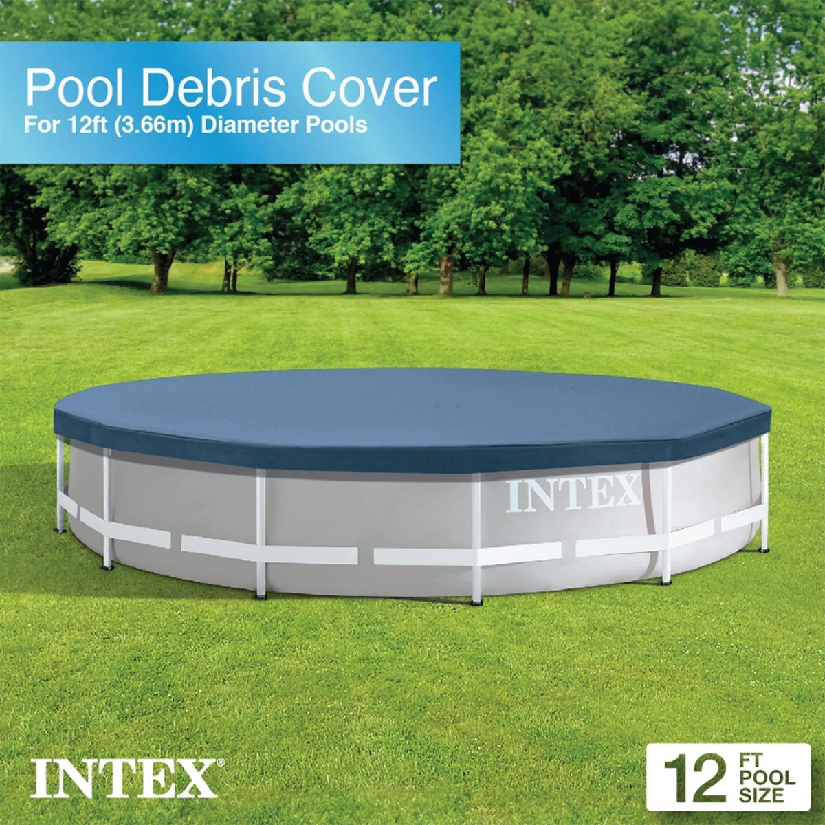 Intex 12′ x 30″ Metal Frame Above Ground Swimming Pool with Filter and Cover