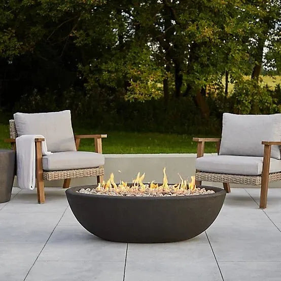 Real Flame 48.25 in. x 28.25 in. Riverside Oval Propane Gas Fire Bowl, Shale