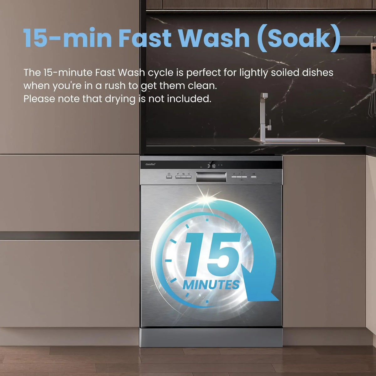 COMFEE' Dishwasher 14 Place Settings 60cm Whisper Quiet 44dB