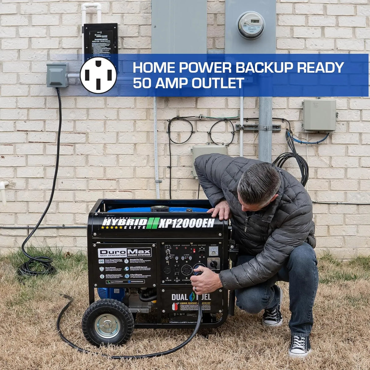DuroMax XP13000EH 13,000-Watt Dual Fuel Portable Generator – Gas & Propane, Electric Start