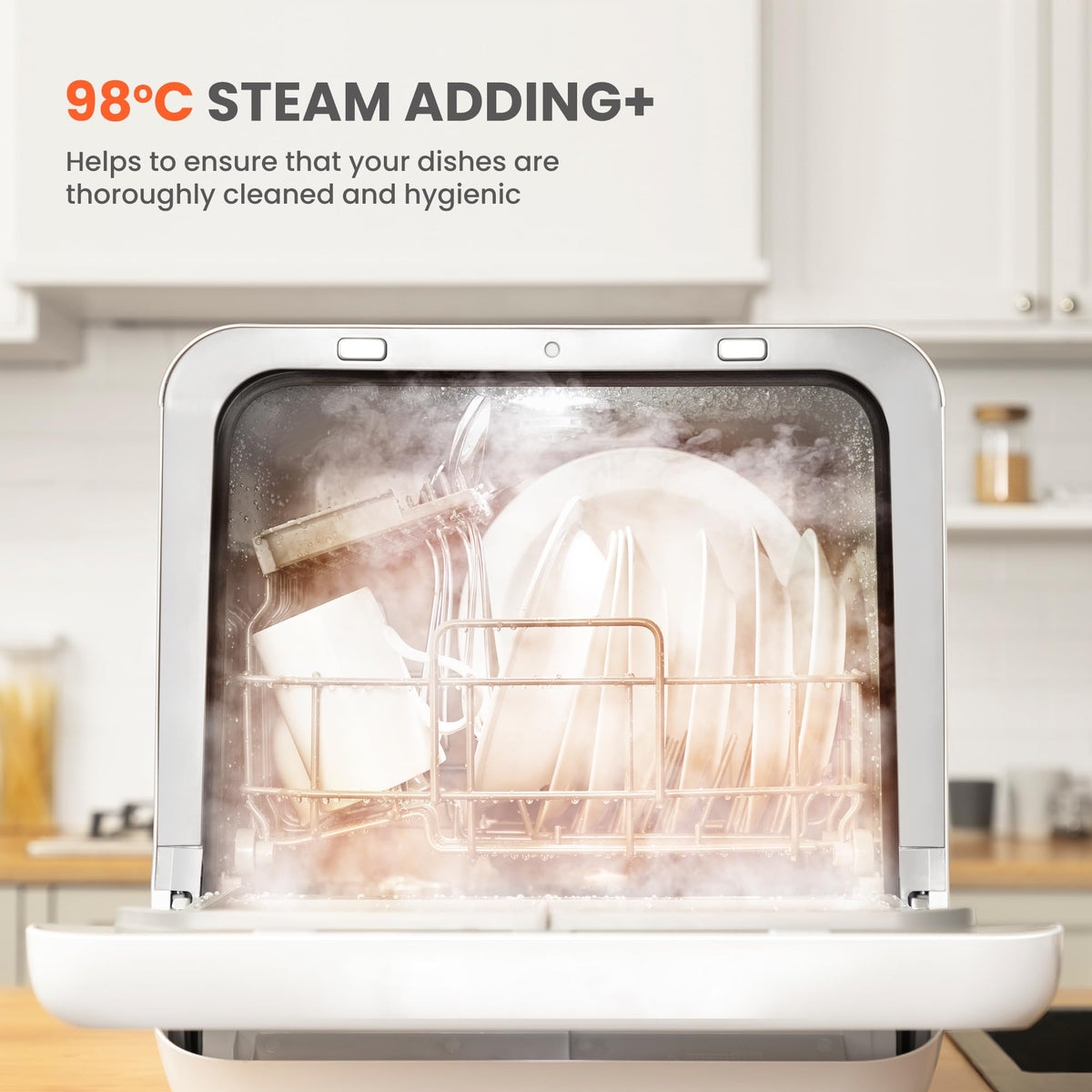 COMFEE' Compact Table Top Dishwasher, 6+3 Programmes, Steam Wash