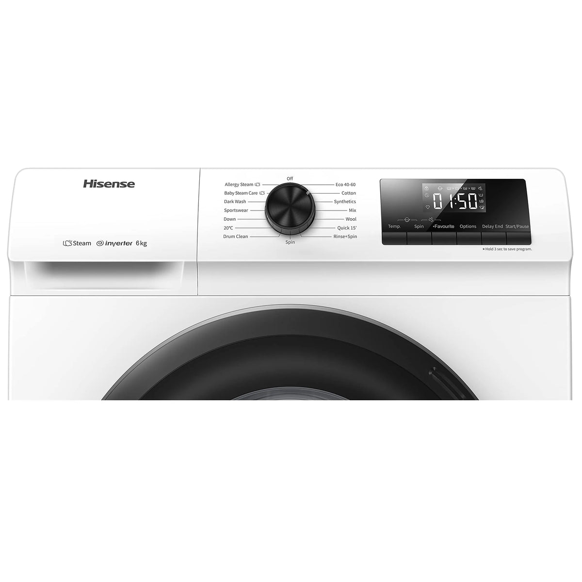 Front-Load Washing Machine 6kg Inverter 15 Programmes 1200 rpm White Class C