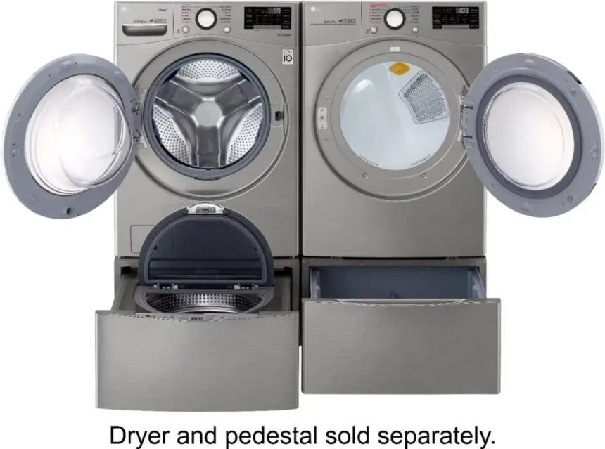 LG – 4.5 Cu. Ft. High-Efficiency Stackable Smart Front Load Washer with Steam and 6Motion Technology – Graphite steel