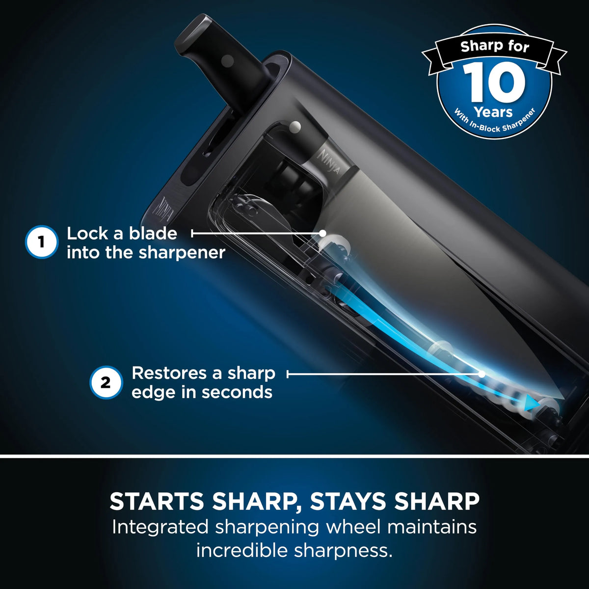 Ninja Foodi StaySharp Knife Block with Built-in Sharpener 6-Piece