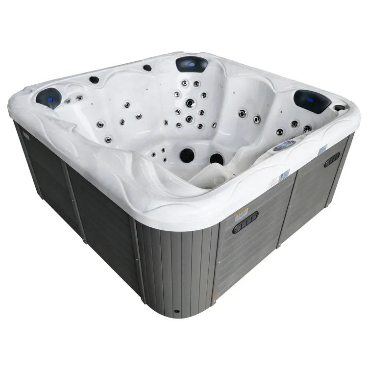 Sol 72 Outdoor™ Brophy 6 – Person 67 – Jet Acrylic Square Hot Tub with Ozonator in Dark Gray