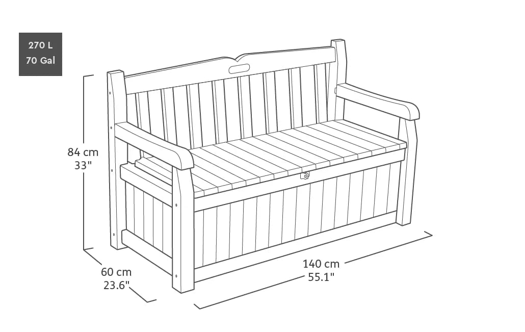 Keter Eden 265L Garden Storage Bench - Graphite/Light Grey