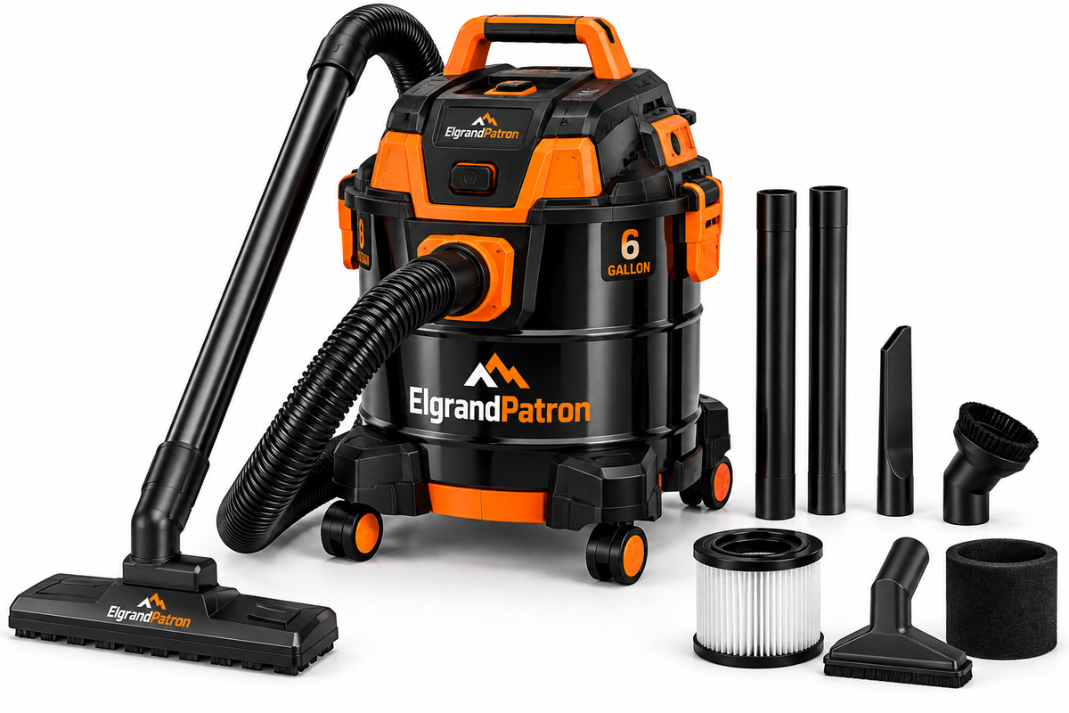 ElgrandPatron TurboClean Wet & Dry Vacuum – 6 Gallon Heavy-Duty Shop Vacuum