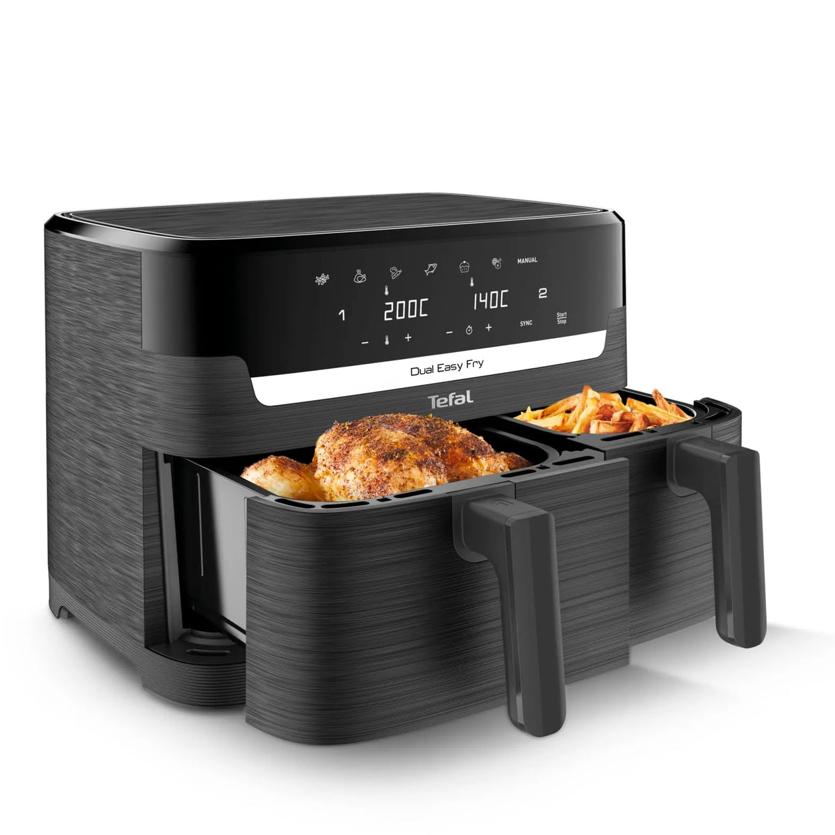 Tefal Easy Fry Dual Zone Digital Air Fryer, 2 Drawers, 8.3L, 8-in-1 Air Fry, Extra Crisp, Roast, Bake