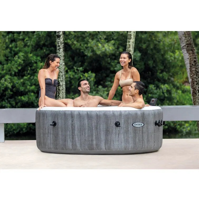 Intex 28439E Greywood Deluxe 4 Person Inflatable Hot Tub Bubble Jet Spa Kit