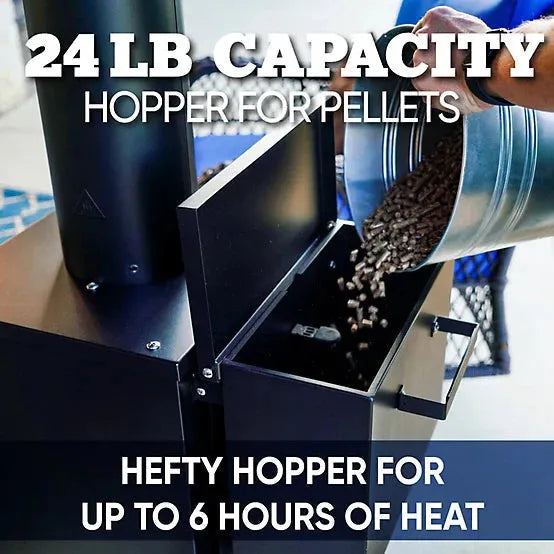Even Embers Pellet-Fueled Patio Heater with 1 Glass Panel, 100 sq. ft., 70,000 BTU
