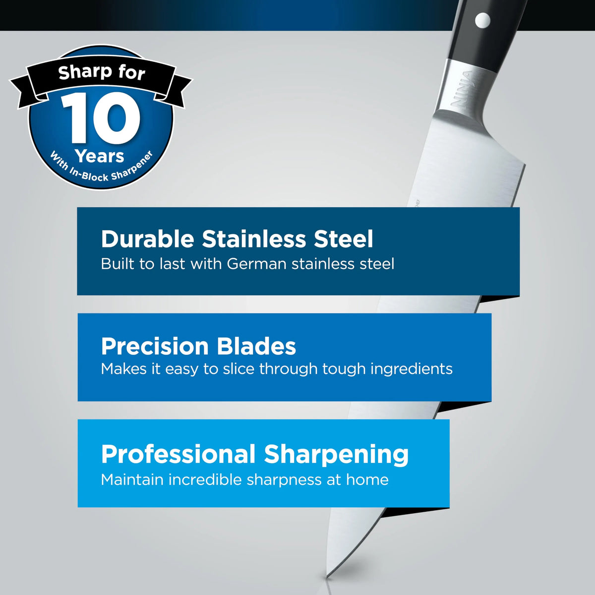 Ninja Foodi StaySharp Knife Block with Built-in Sharpener 5-Piece