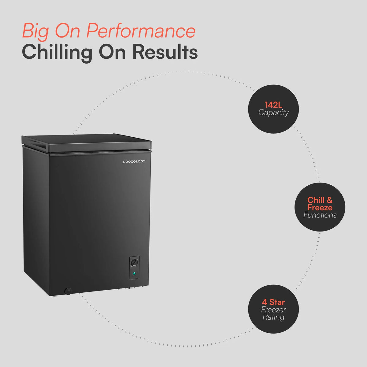 Cookology 142L Freestanding Chest Freezer, Black