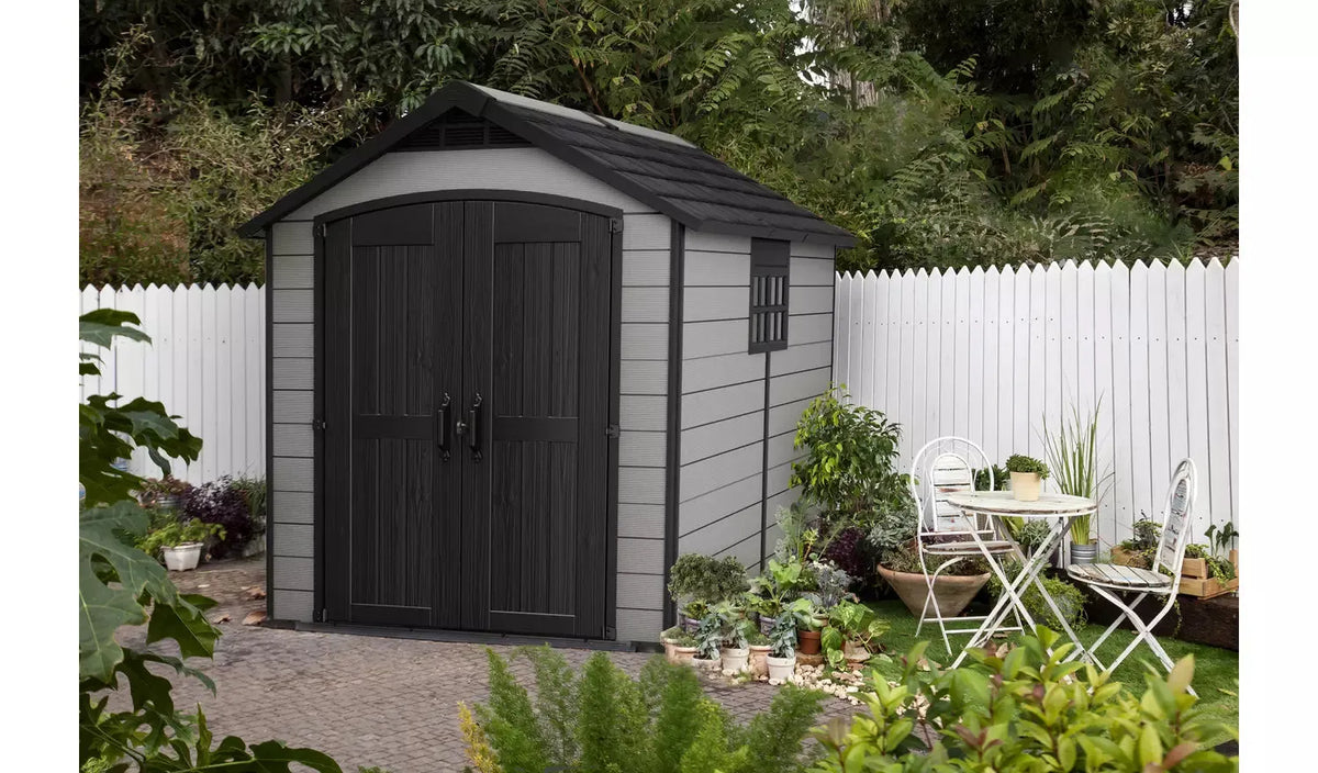 Keter Premier Plastic Garden Shed - Grey