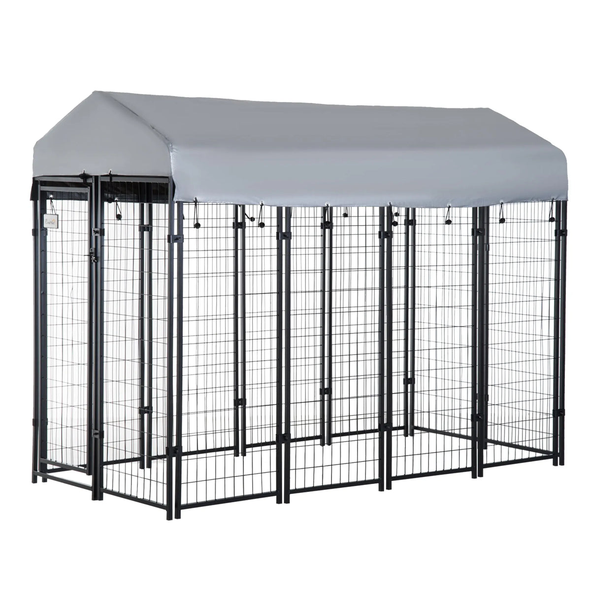 8′ x 4′ x 6′ Large Dog Kennel Outdoor Steel Fence with UV-Resistant Oxford Cloth Roof & Secure Lock