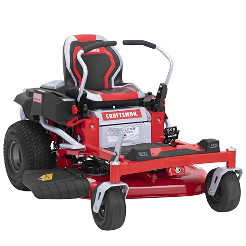 Craftsman 56V MAX* 42″ Brushless Zero-Turn Lawn Mower with 60Ah Battery, Electric Lawn Tractor with Eco Mode, Quick Lift Assist, and LED Headlights, Red/Black