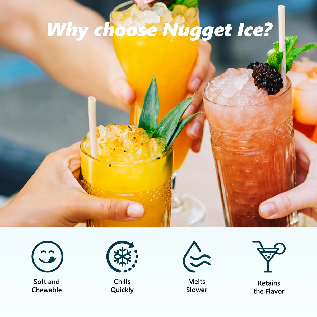 EUHOMY Nugget Ice Maker with Handle 15.5kg/24h Chewable Ice