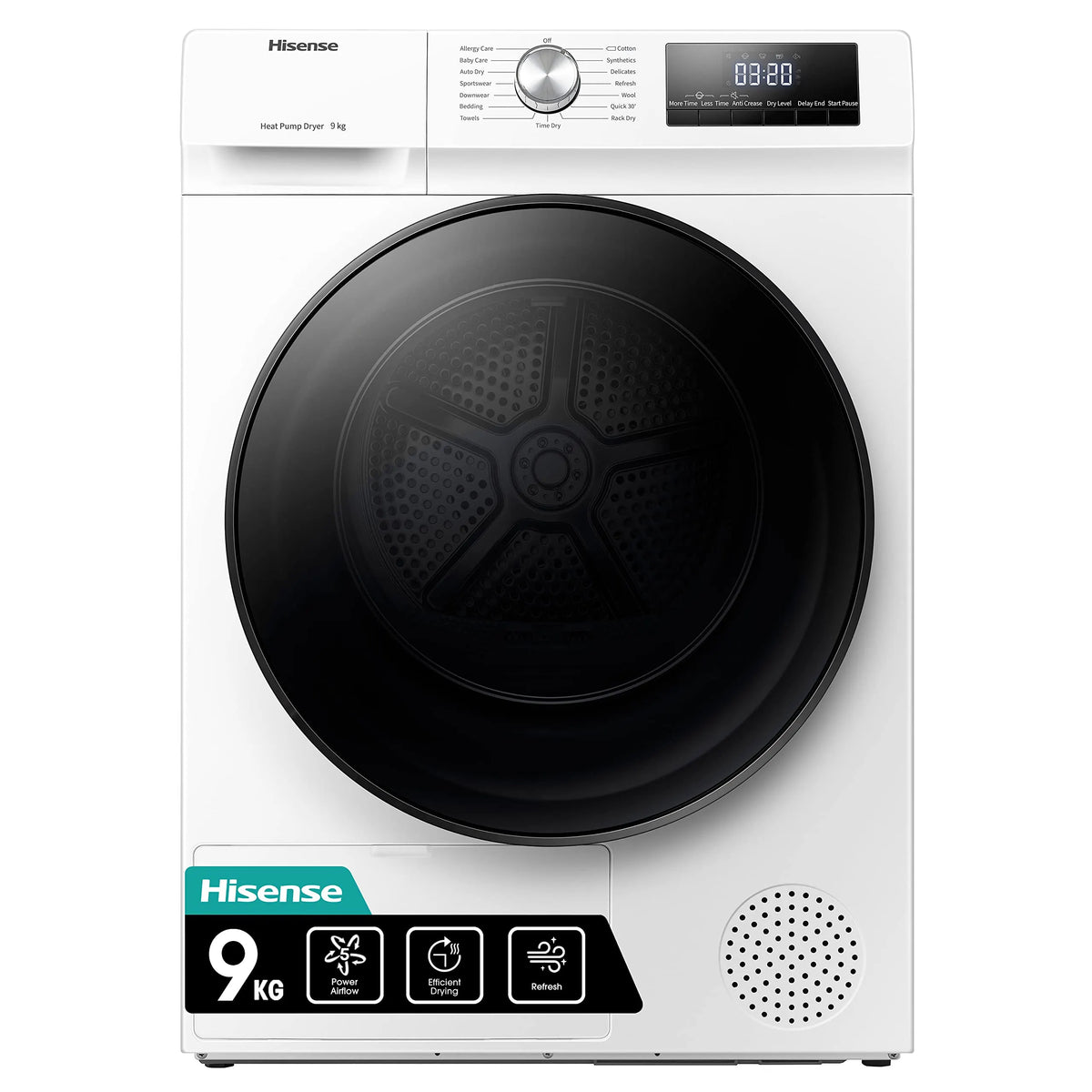 Heat Pump Tumble Dryer 9kg 15 Programmes Auto Dry Steam White 60cm
