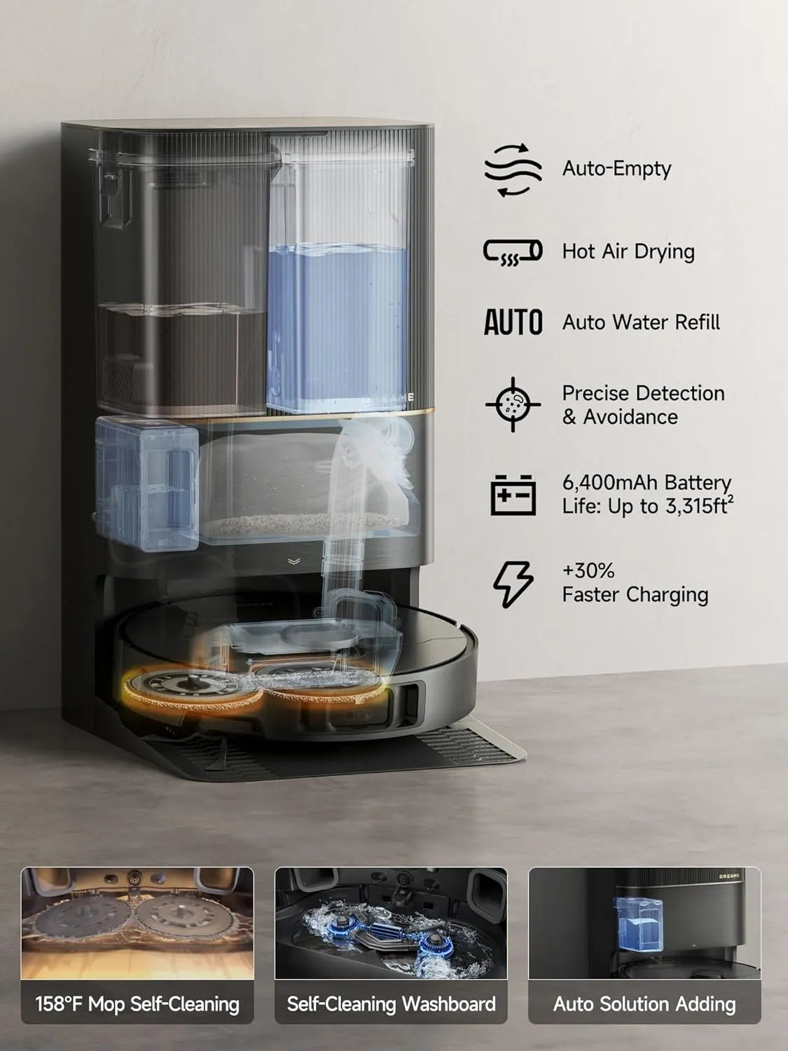 Dreame X40 Ultra Robot Vacuum with 12,000Pa Suction, Liftable Mop, Self-Cleaning & Auto-Empty