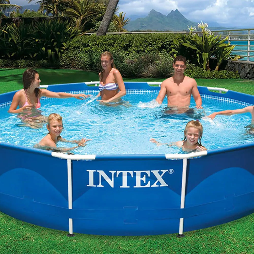 Intex 12’x30″ Swimming Pool w/ Pump, Maintenance Kit (2 Pack) & 12′ Pool Cover