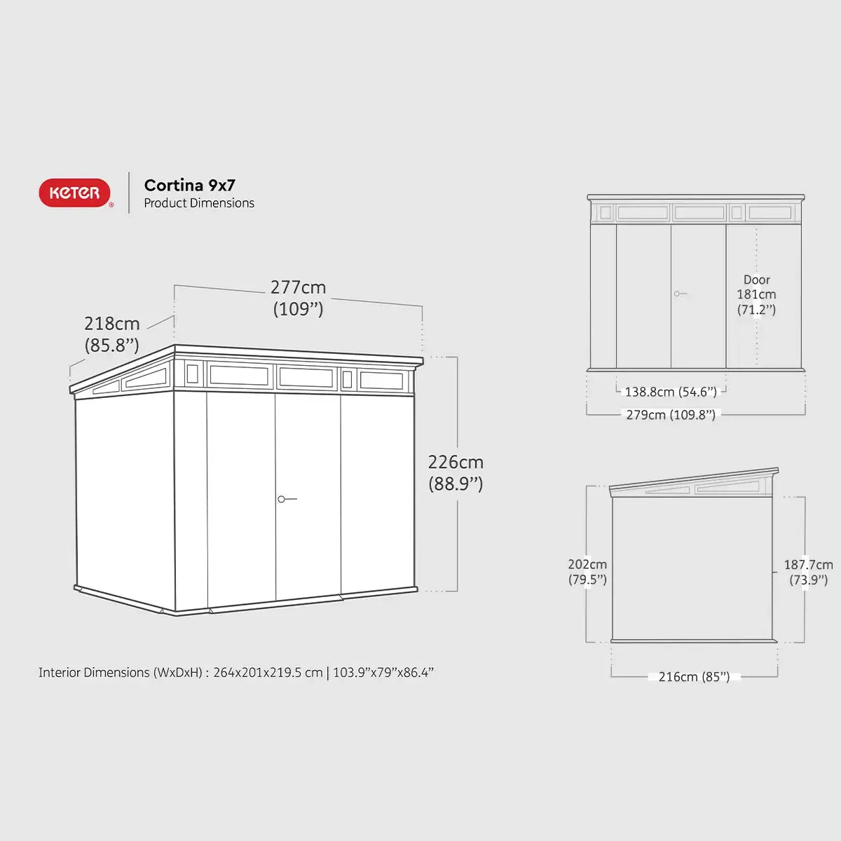 Keter Cortina Resin Garden Shed - Grey