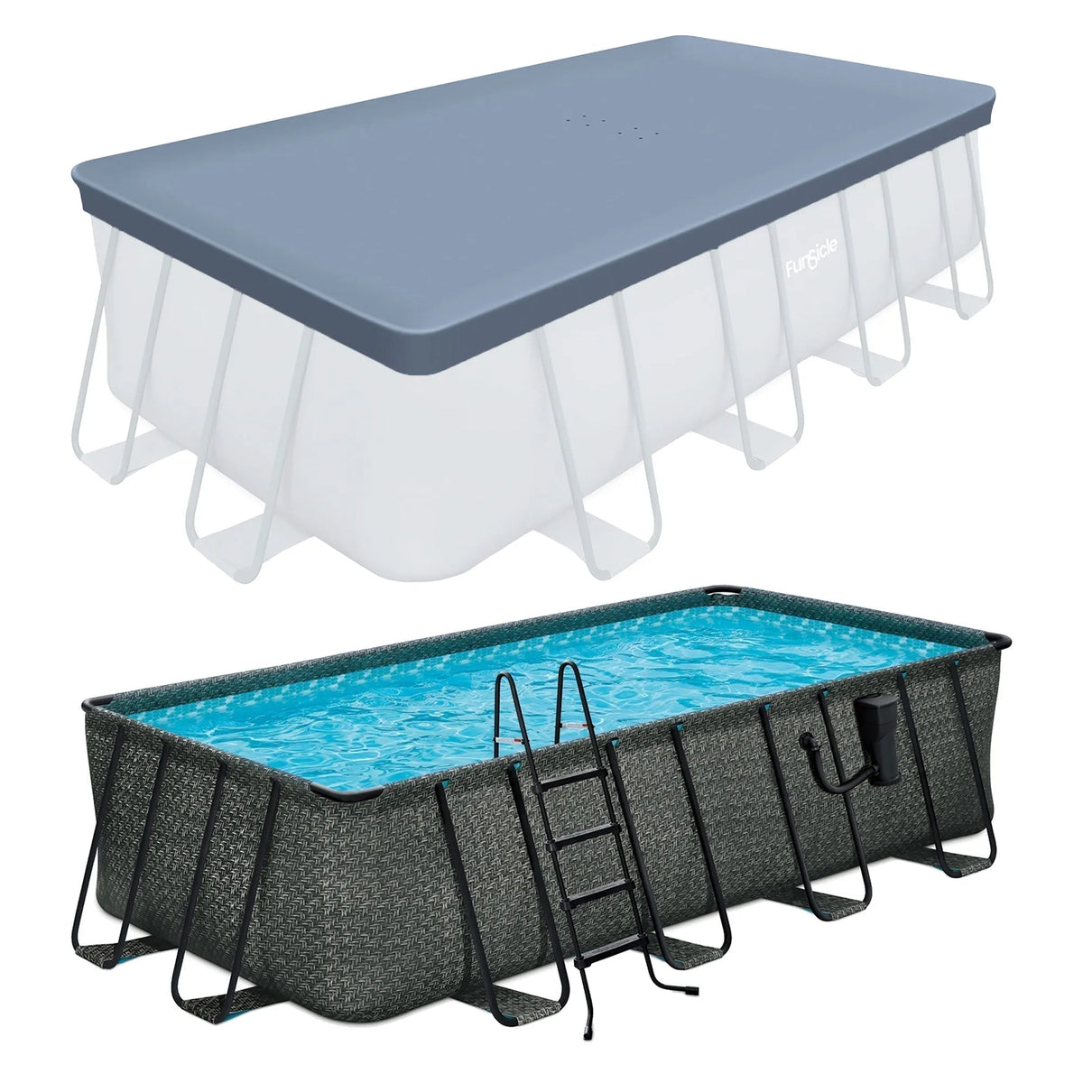 Funsicle 18′ x 9′ x 52″ Oasis Rectangular Swimming Pool Set with 18′ Cover